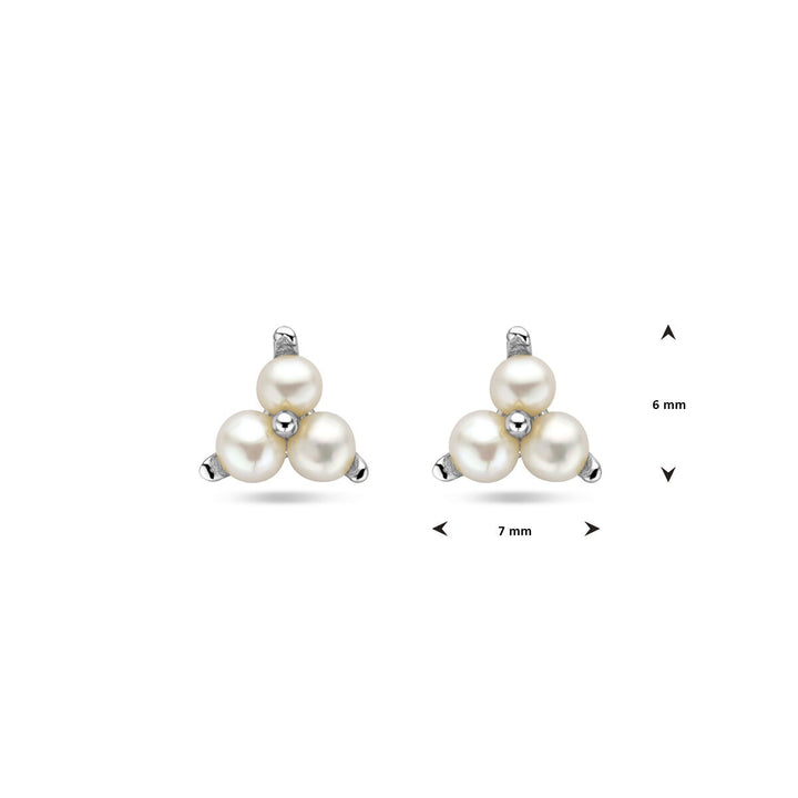 ear studs pearl silver rhodium plated