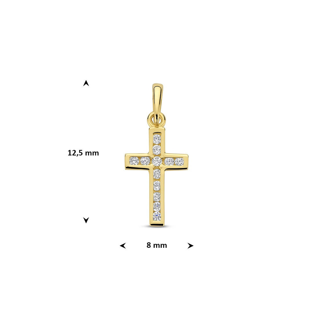 pendant cross and zirconia 14K yellow gold 
