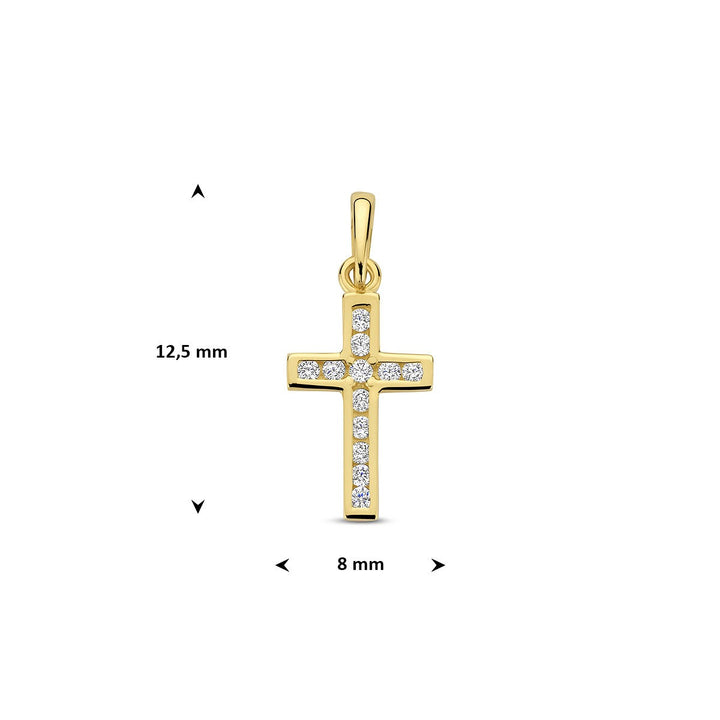 pendant cross and zirconia 14K yellow gold 