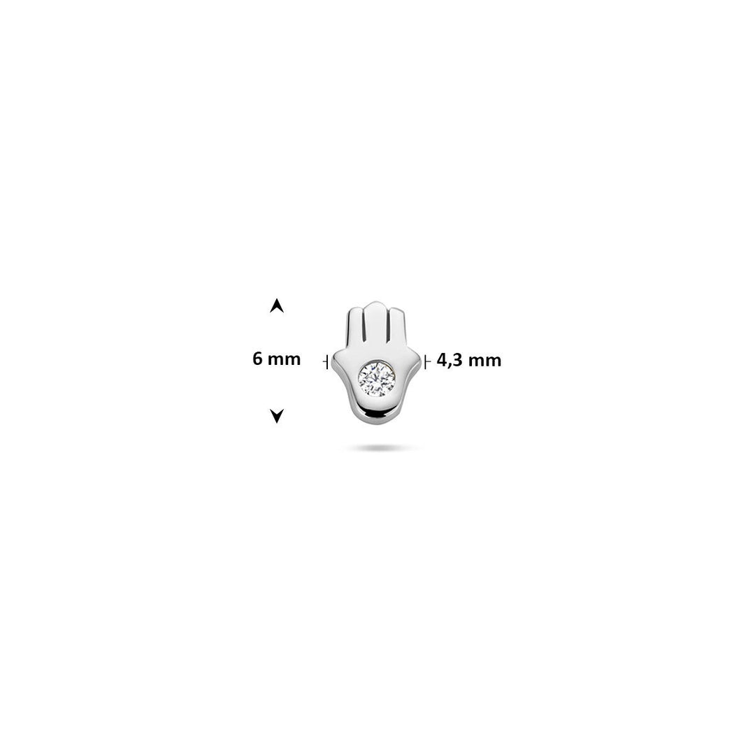 Zilveren flat back piercing Hand van Fatima – gerhodineerd 925 met zirkonia