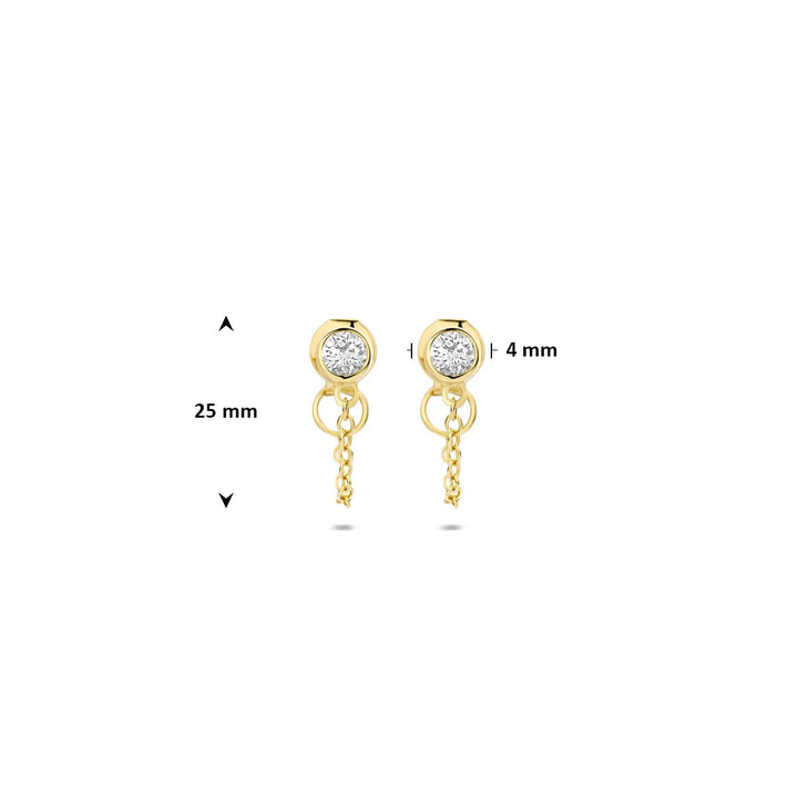 Verguld zilveren oorhangers met zirkonia – 925 zilver