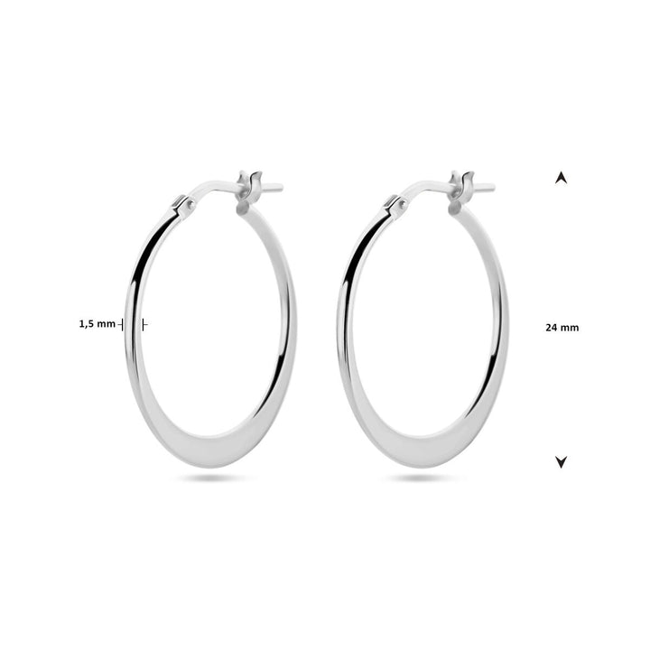 earrings pointed tube silver rhodium plated