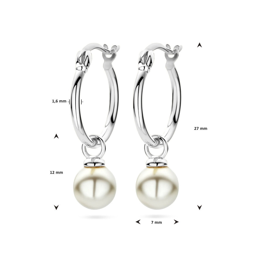 earrings synth. pearl silver rhodium plated