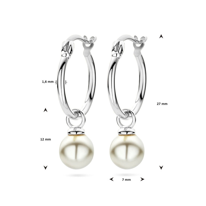 earrings synth. pearl silver rhodium plated