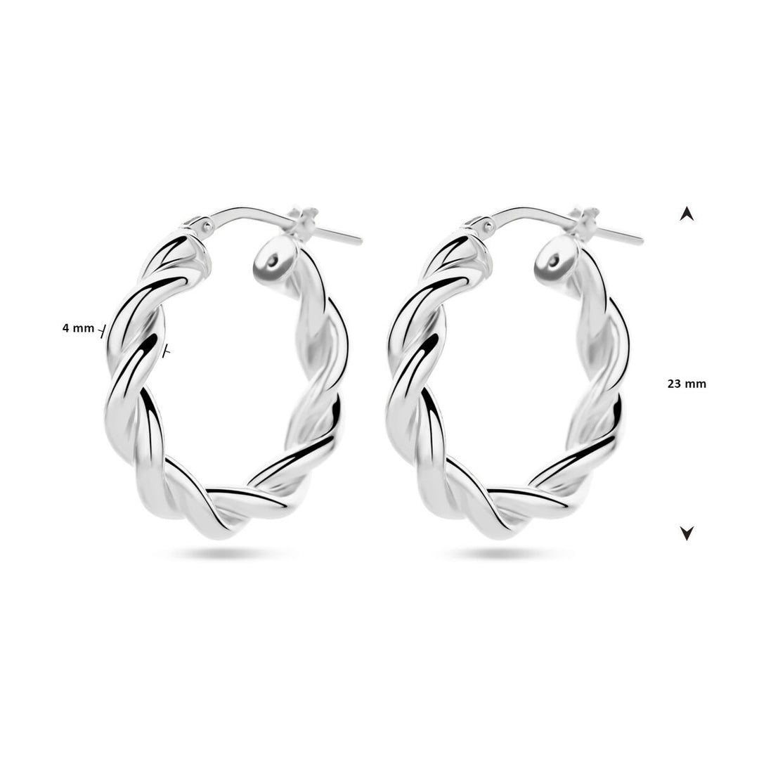 earrings twisted tube silver rhodium plated