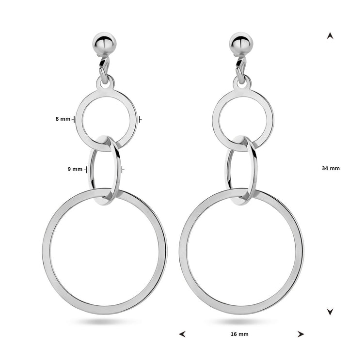 earrings circles silver rhodium plated