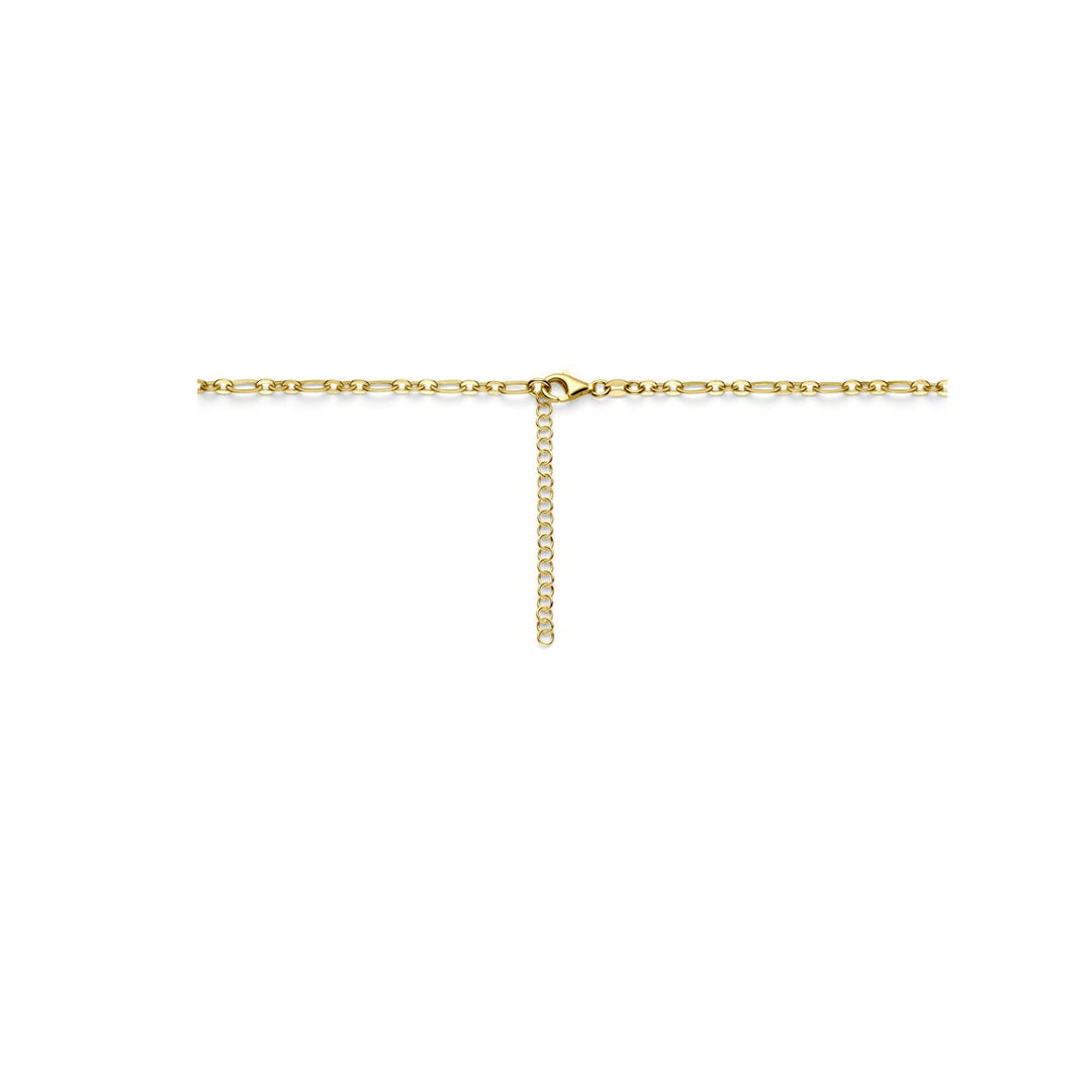 necklace balls, pearls and pink jade 42 + 5 cm 3 micron silver gold plated (yellow)