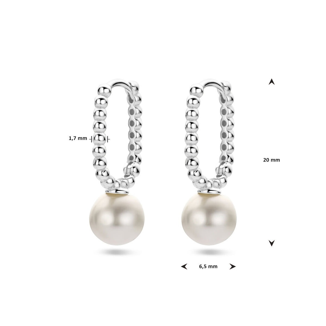 drop earrings synth. pearl silver rhodium plated