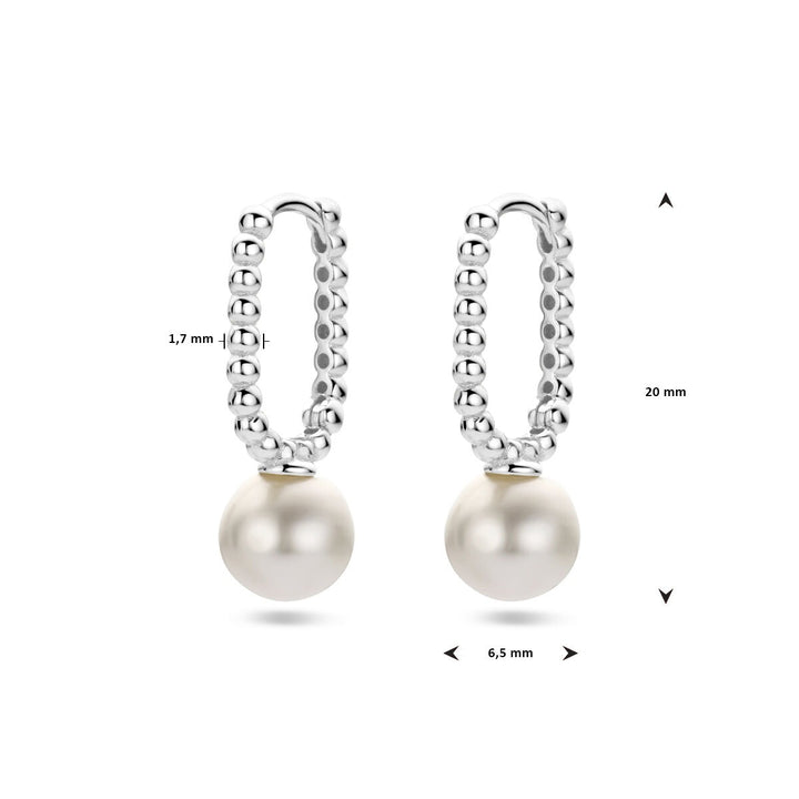 drop earrings synth. pearl silver rhodium plated