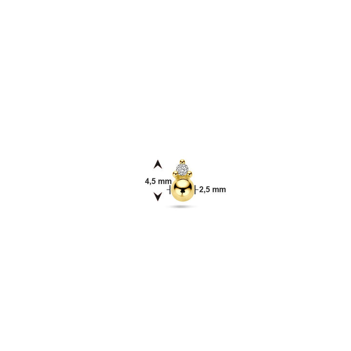 ear stud ball diamond 0.01ct h p1 per piece 14K yellow gold