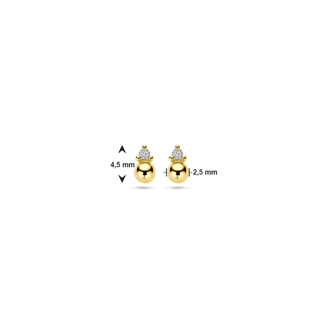 ear studs ball diamond 0.02ct (2x 0.01ct) h p1 14K yellow gold