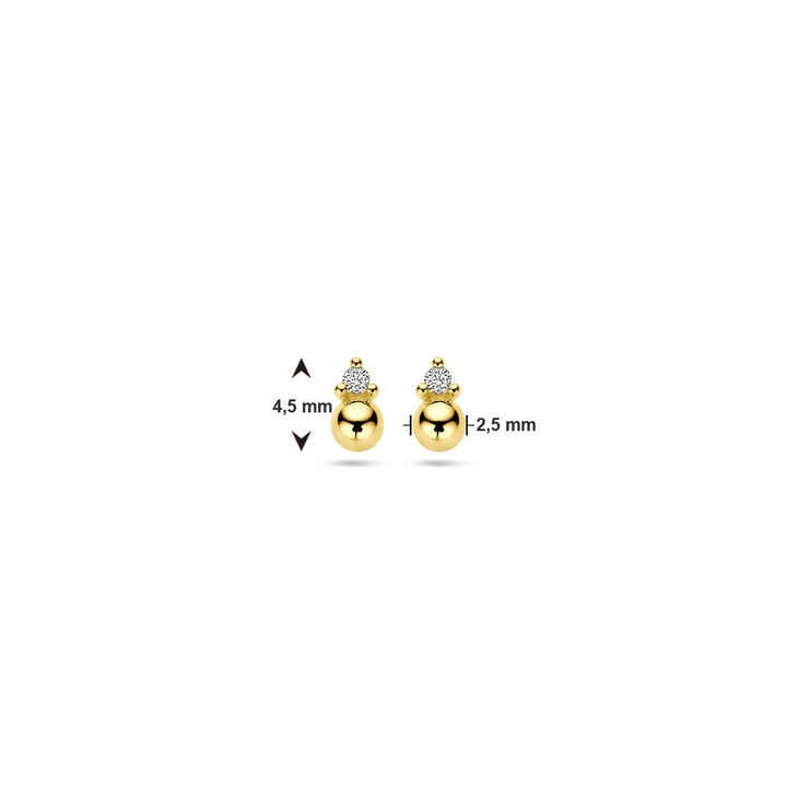 ear studs ball diamond 0.02ct (2x 0.01ct) h p1 14K yellow gold