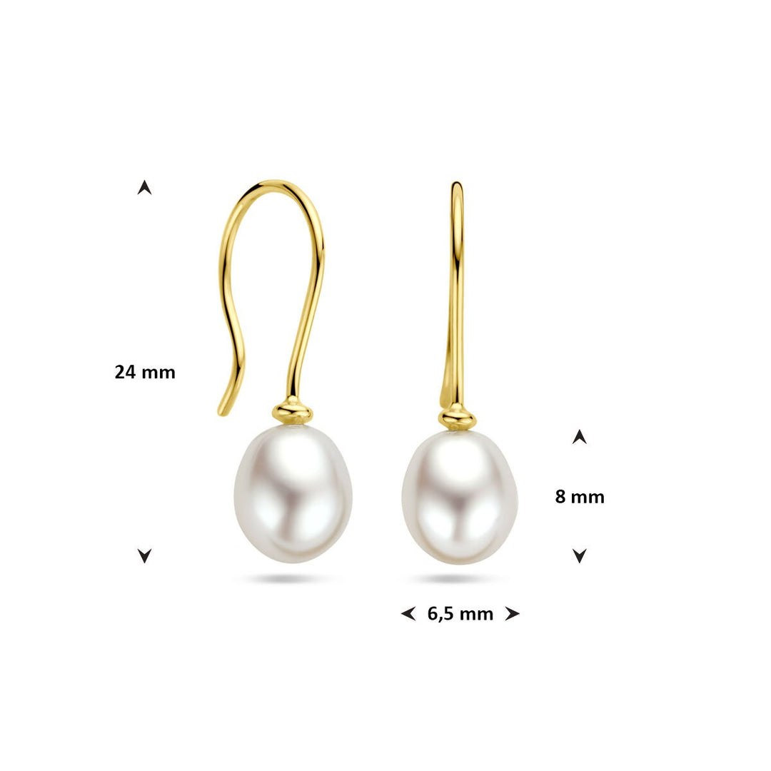 9k geelgouden oorhangers met zoetwaterparel