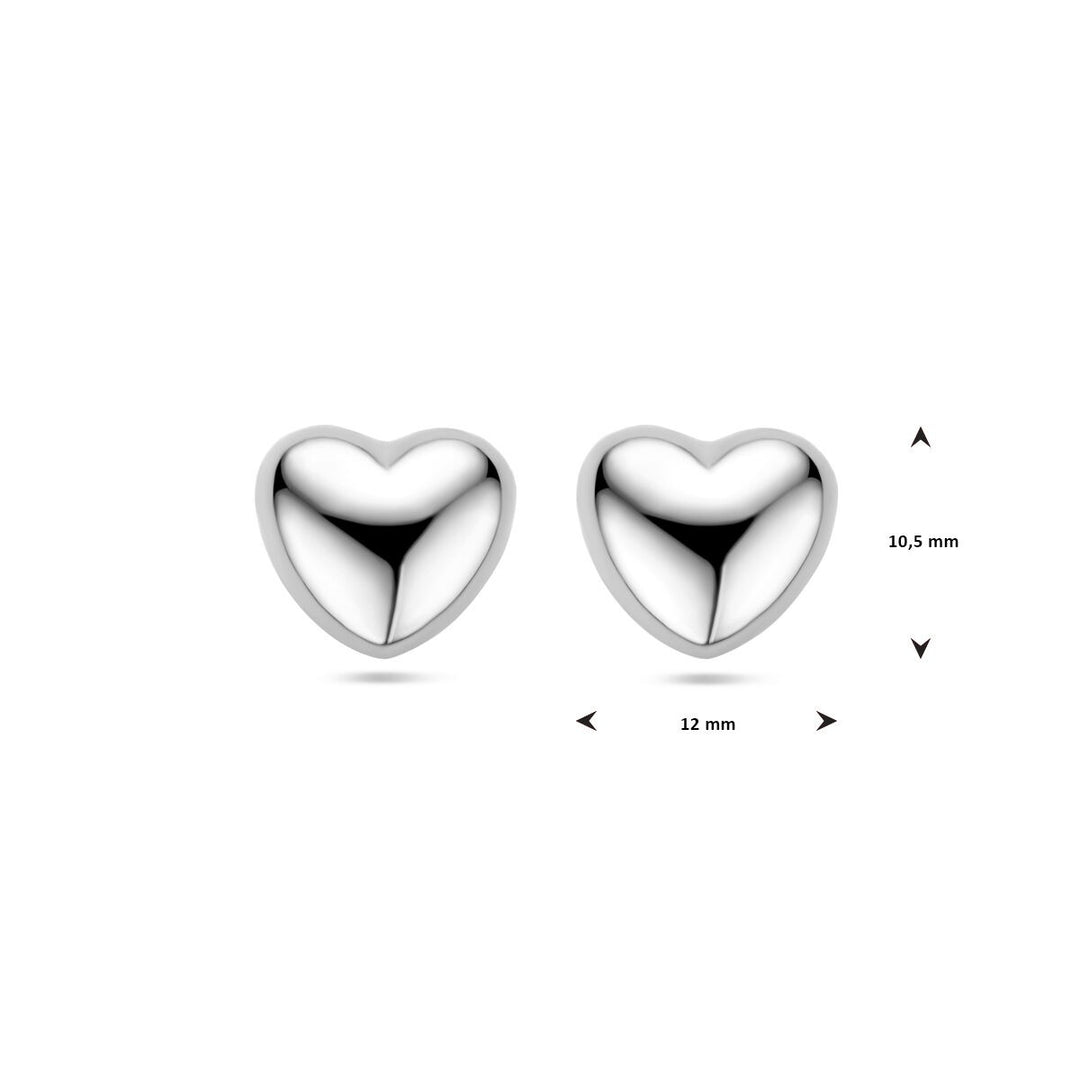 ear studs heart silver rhodium plated