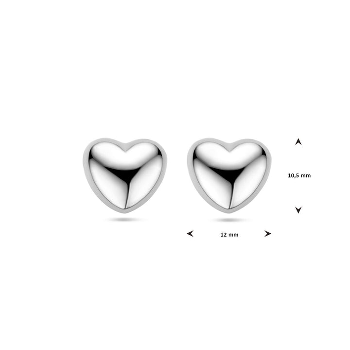 ear studs heart silver rhodium plated