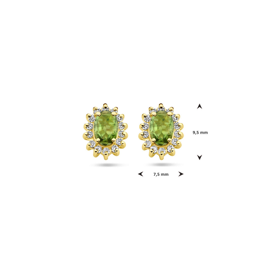 ear studs tourmaline and diamond 0.22ct (2x 0.11ct) h si 14K yellow gold