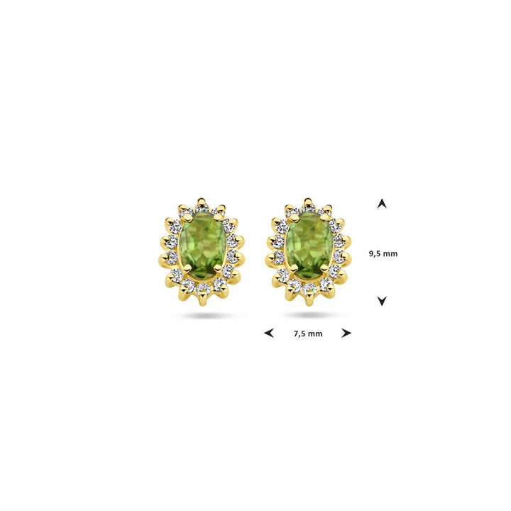 ear studs tourmaline and diamond 0.22ct (2x 0.11ct) h si 14K yellow gold