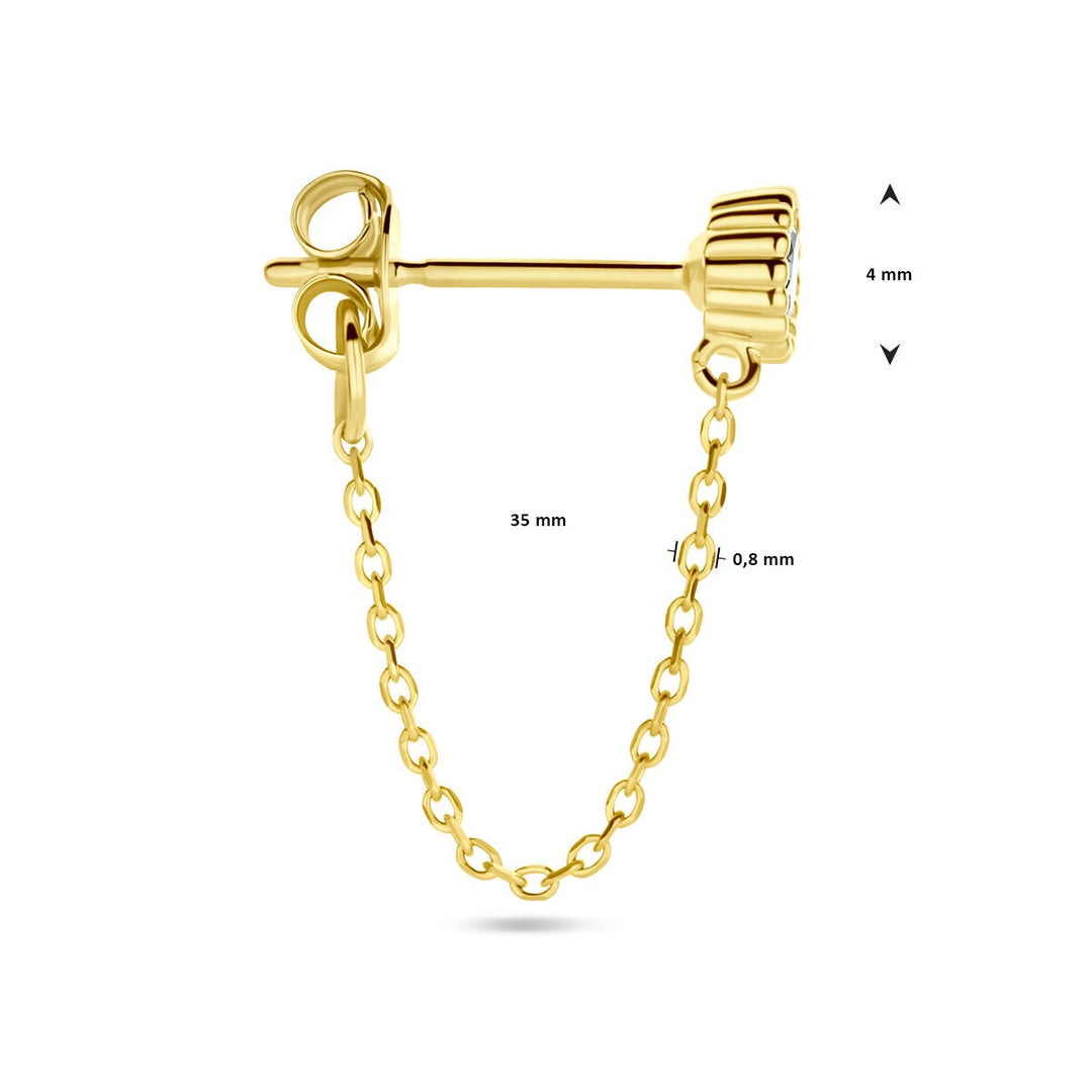 ear stud zirconia per piece 14K yellow gold