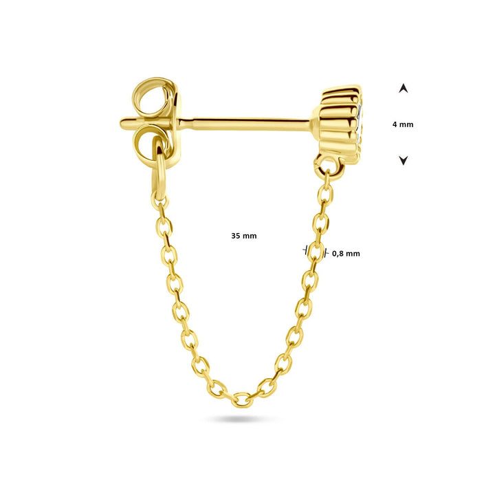 ear stud zirconia per piece 14K yellow gold