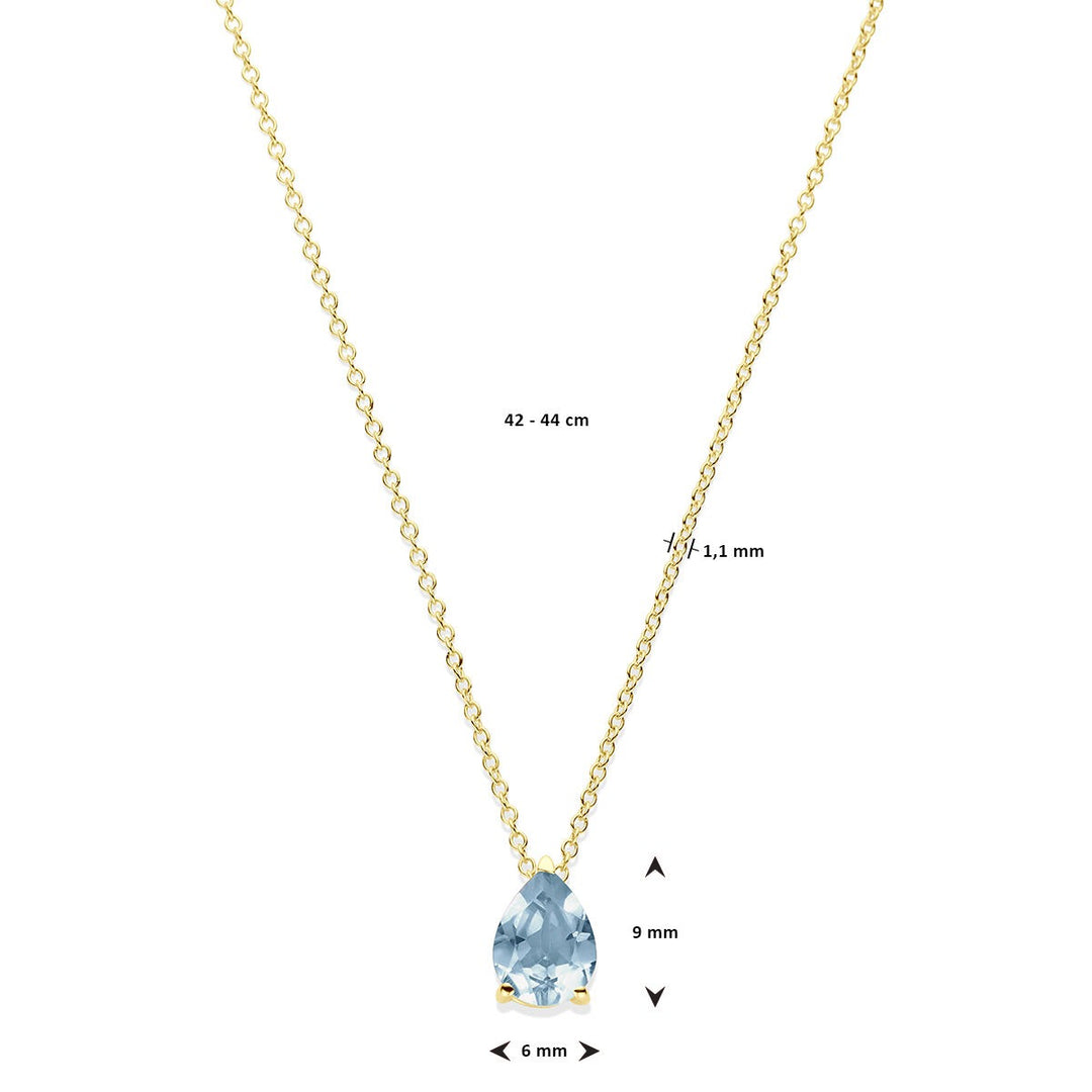 14k Geelgouden collier met blauwe topaas