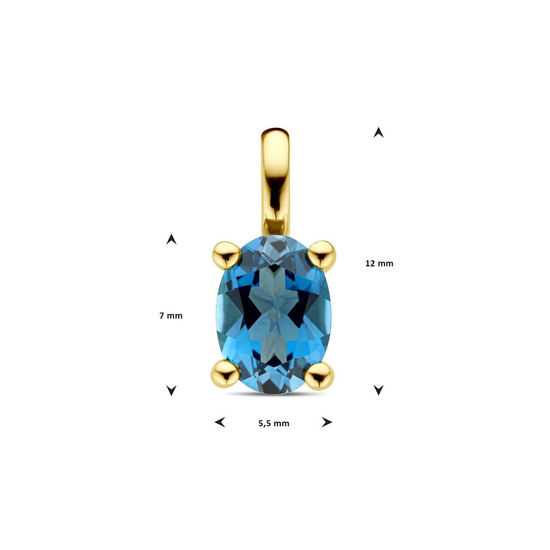14k geelgouden hanger met London Blue topaas