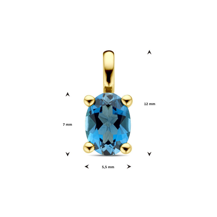 14k geelgouden hanger met London Blue topaas