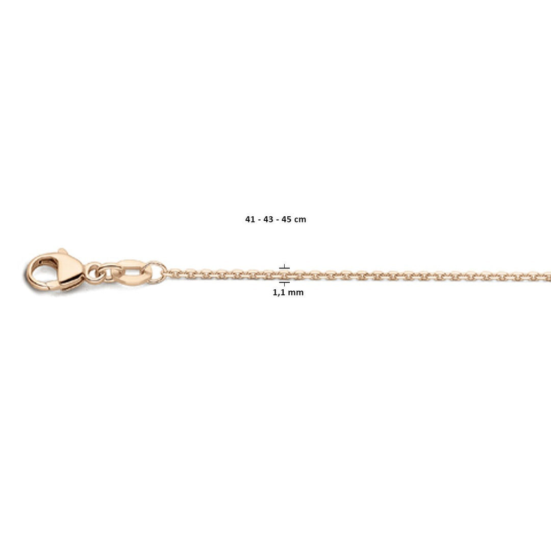 necklace anchor diamond-plated 1.1 mm 41 - 43 - 45 cm 18K rose gold