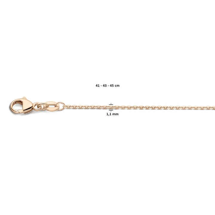 necklace anchor diamond-plated 1.1 mm 41 - 43 - 45 cm 18K rose gold