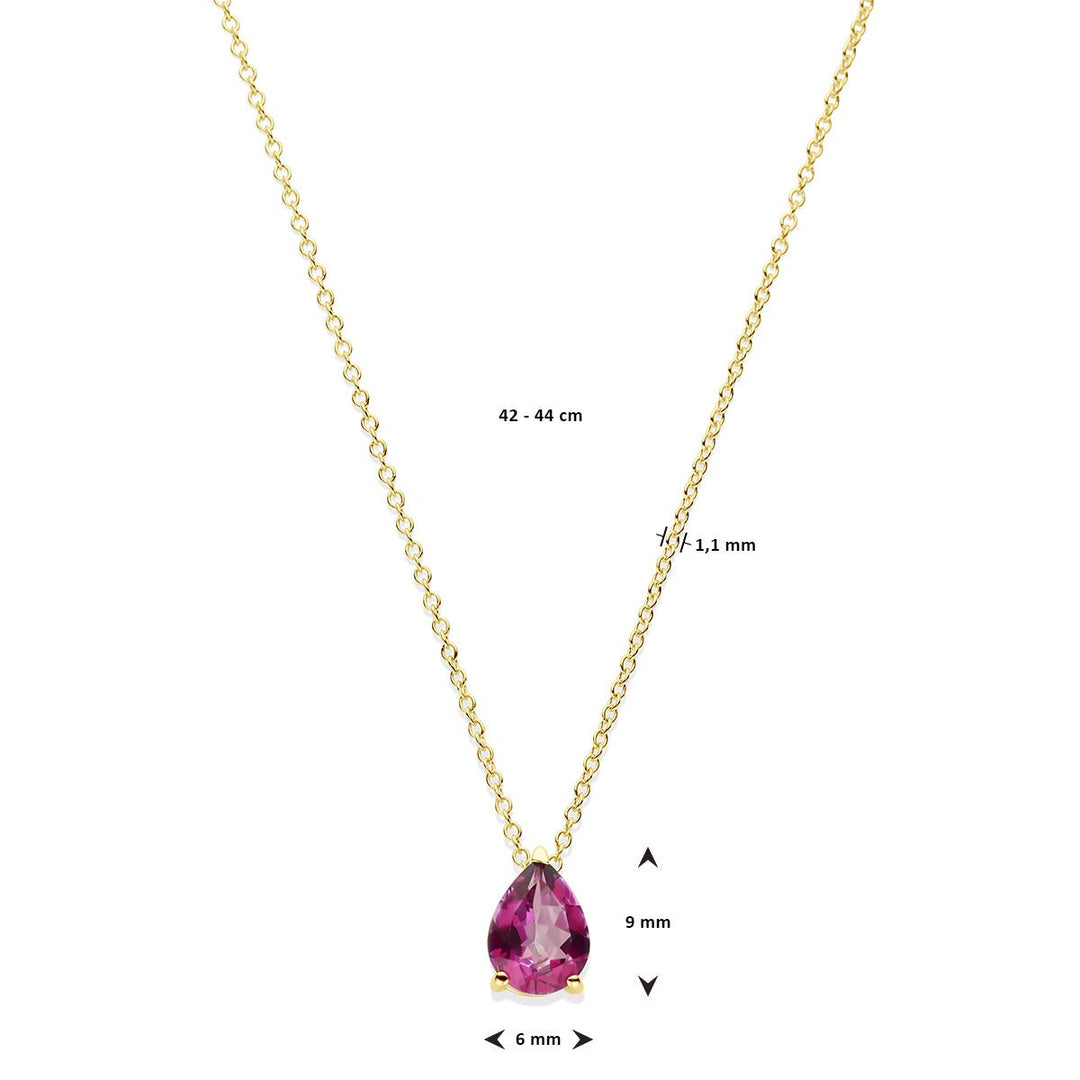 14k Geelgouden collier met roze topaas