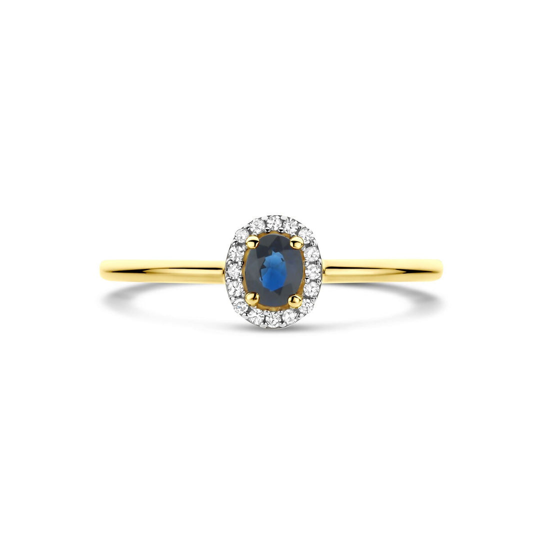Gouden ring met saffier en diamant – 14k