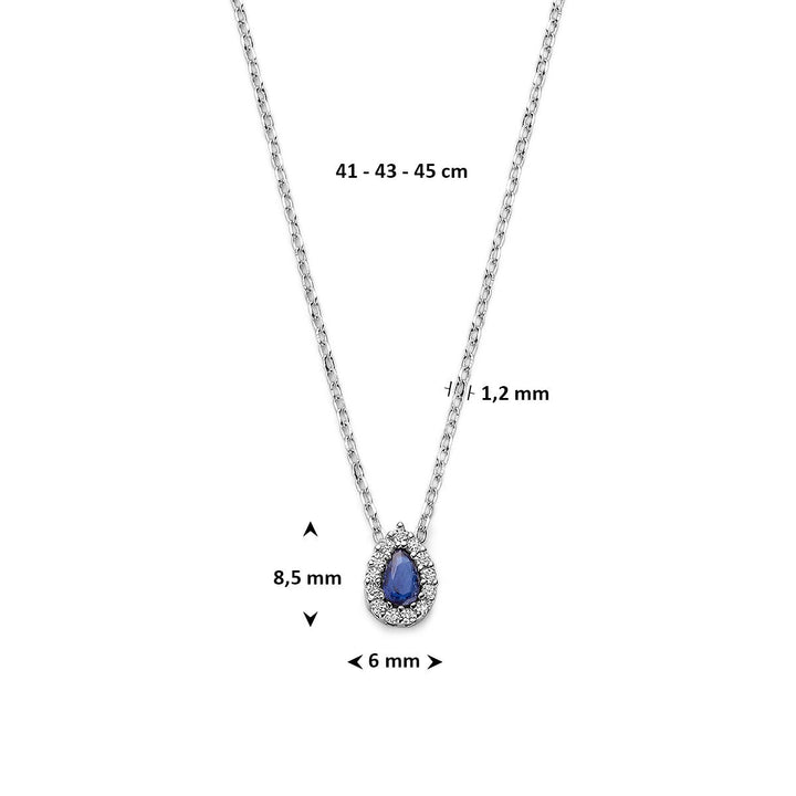 Zilveren ketting met saffier en zirkonia – gerhodineerd 925 zilver
