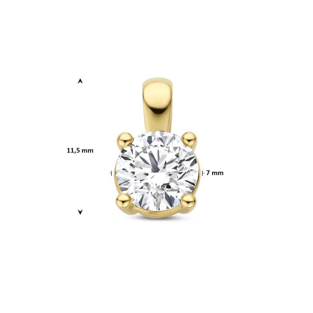 14k Geelgouden hanger met lab grown diamant – 1.00 ct briljant geslepen