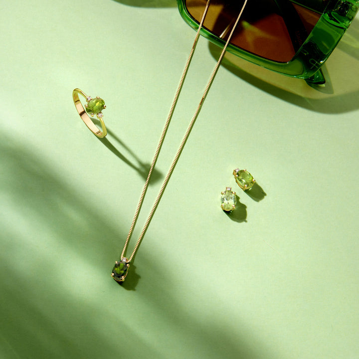 ear studs tourmaline and diamond 0.04ct (2x 0.02ct) h si 14K yellow gold