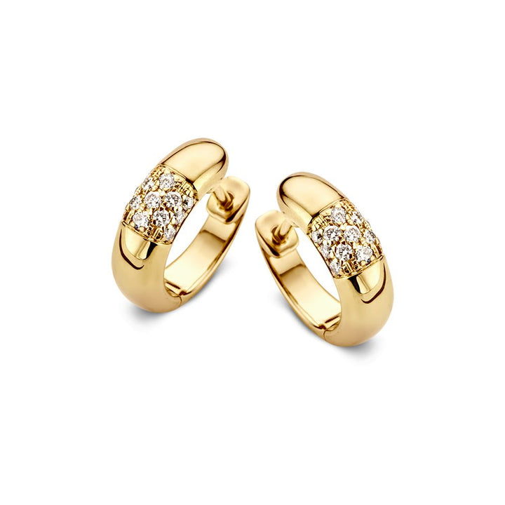 Elegante Geelgouden Oorringen met Diamanten in Briljant Slijpvorm
