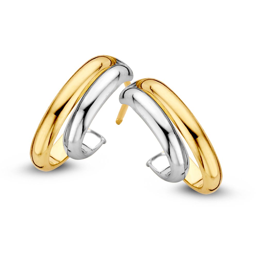 14 Karaat Bicolor Gouden Oorstekers voor Dames – Geel/Wit