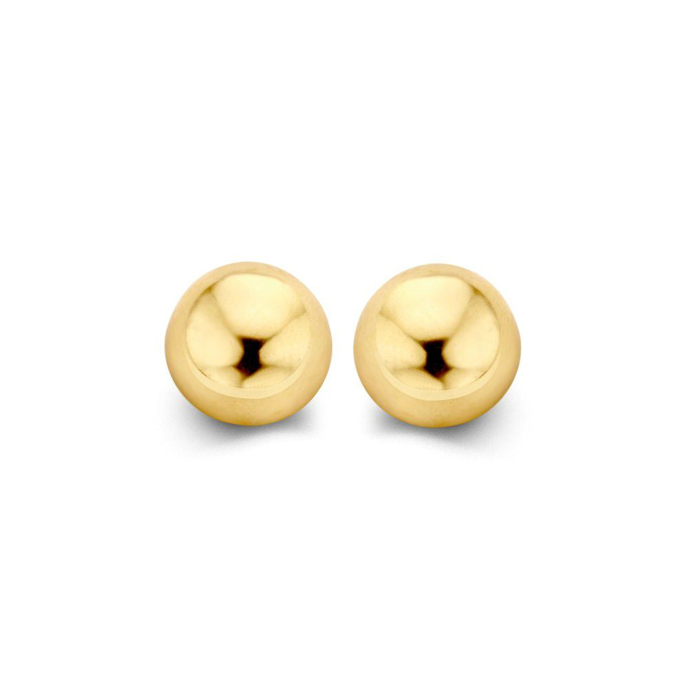 Geelgouden Oorstekers 14K met Poussettes - 6mm, Minimalistisch Design