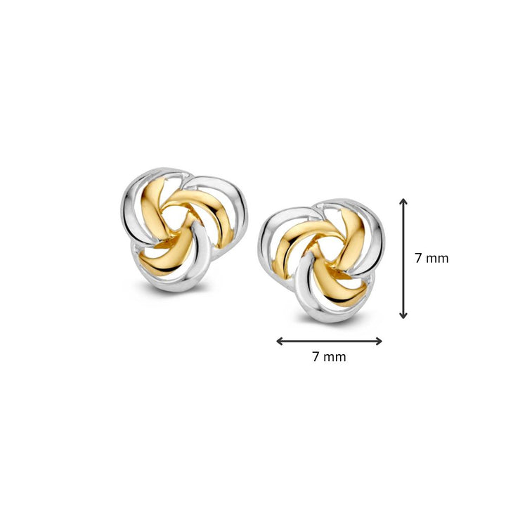 Bicolor Gouden Oorstekers 14 Karaat voor Dames – 7,2 mm, Subtiel en Elegant
