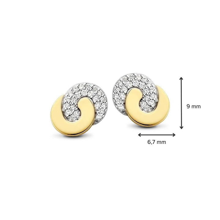 14 Karaat Bicolor Gouden Oorstekers voor Dames – Geel/Wit Gouden Oorstekers met Diamant