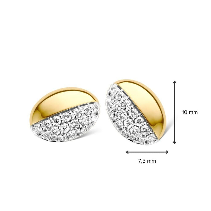 Bicolor Gouden Oorknoppen met 0,30ct Briljante Diamanten