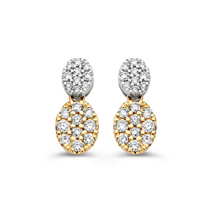Elegant Diamond Drop Earrings – 0.45ct Pave-Set Oval Design in 14k Gold
