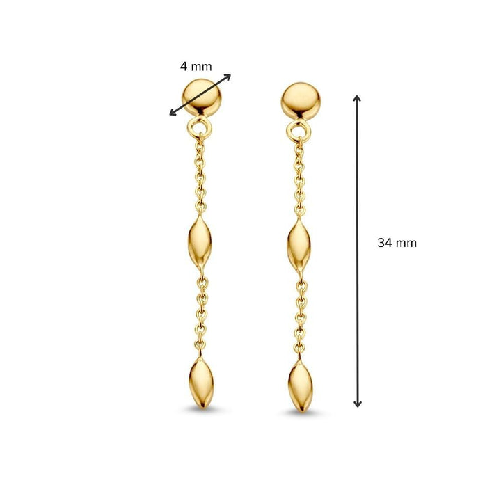 14K Geelgouden Oorstekers 34mm – Verfijnde en Tijdloze Oorbellen voor Dames