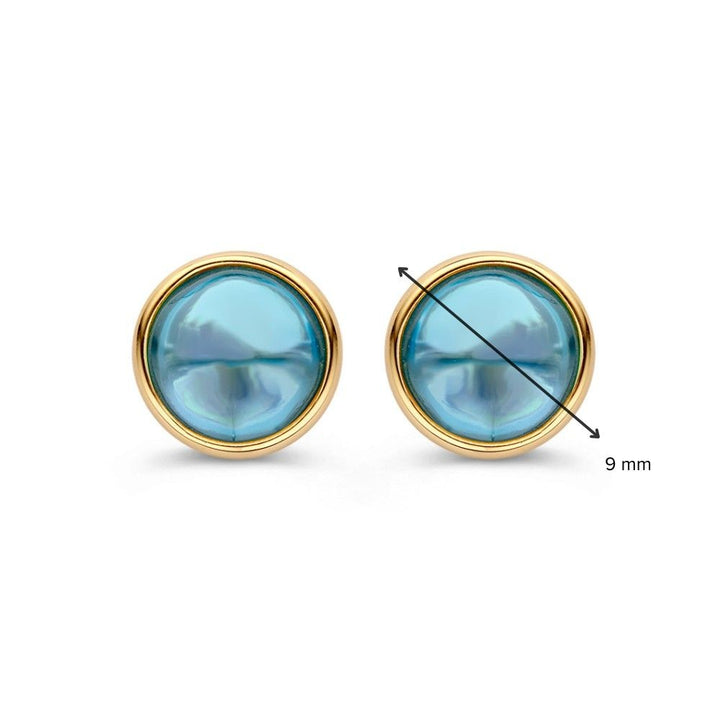 Elegant Geelgouden Oorstekers met Sprankelende Topaas 14 Karaat