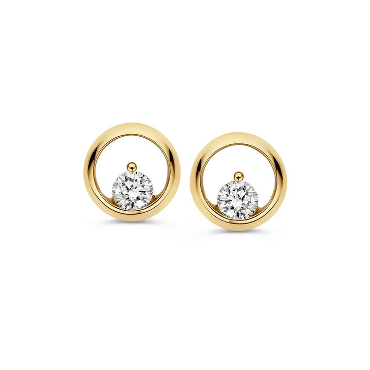 Geelgouden Oorstekers met Zirkonia – 14 Karaat, Subtiele Elegantie