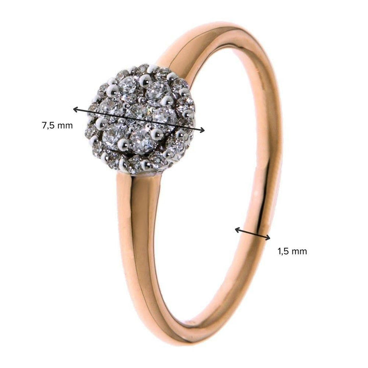 Bicolor Wit- en Roségouden Ring met 0,25 Caraat Briljant