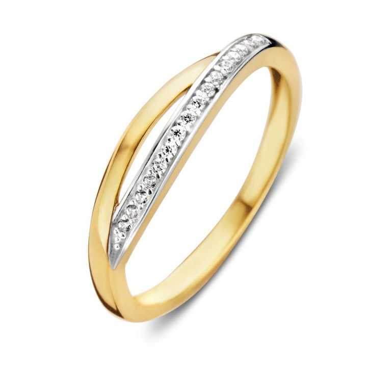 Bicolor gouden ring met witte zirkonia 14 karaat 4.4mm