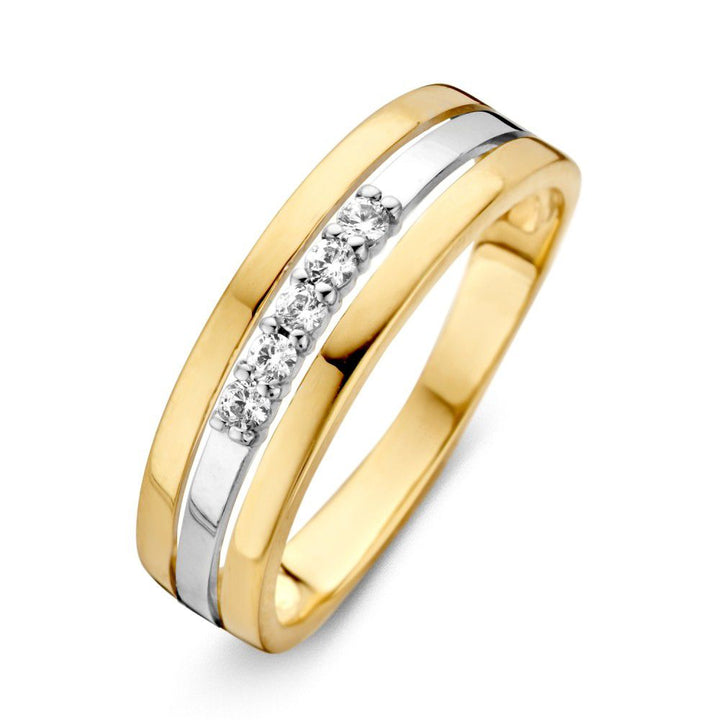 Geelwitte Gouden Ring met Zirkonia – Elegantie in Balans
