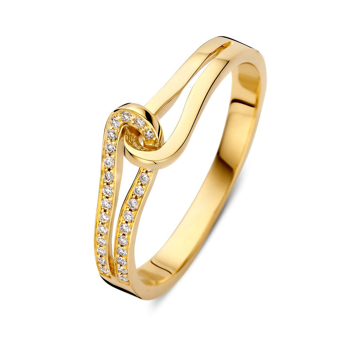 Verfijnde Geelgouden Ring met Diamant, Subtiele Luxe 0.08 crt.