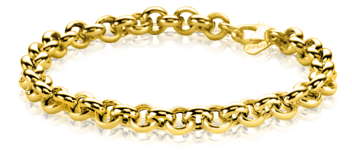 De Zinzi Armband Goud Zga299 heeft ronde jasseron schakels die een lus vormen. De gepolijste afwerking vangt het licht prachtig op en de sluiting heeft een elegant gegraveerd Zinzi-logo.